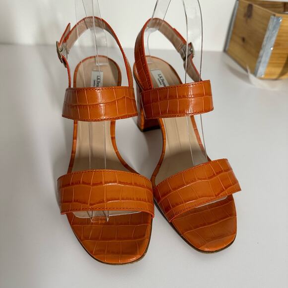LK Bennett Women's Rhiannon Tangerine Crocodile Embossed Sandal Heels Size 40 - Picture 2 of 11